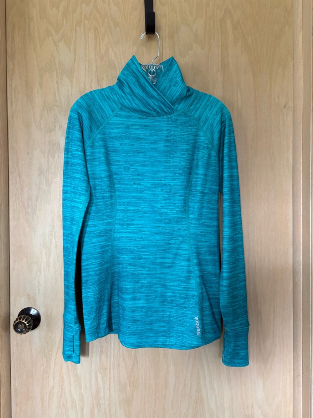 Reebok Teal Space-Dye Cowl Neck Pullover